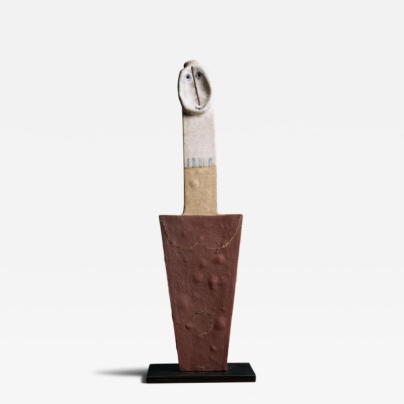 Bruno Gambone Ceramic Sculpture with Steel Base by Bruno Gambone Italy c 1990