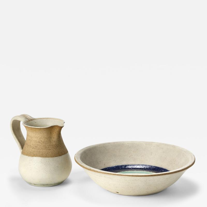 Bruno Gambone Jug and Bowl in Glazed Stoneware