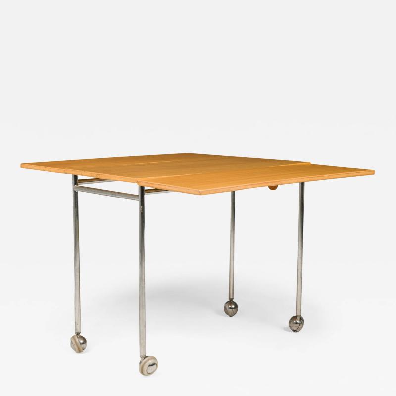 Bruno Mathsson Bruno Mathsson Swedish Mid Century Drop Leaf Wood And Steel Rolling Work Table