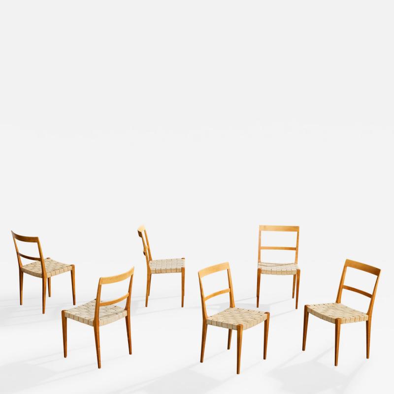 Bruno Mathsson Dining Room Chairs with Birch and Webbing Sweden 1965