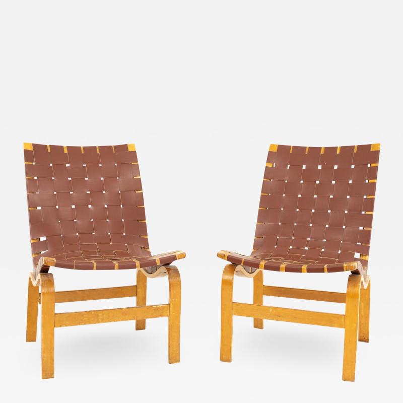 Bruno Mathsson Model 41 Eva Mid Century Lounge Chairs Pair