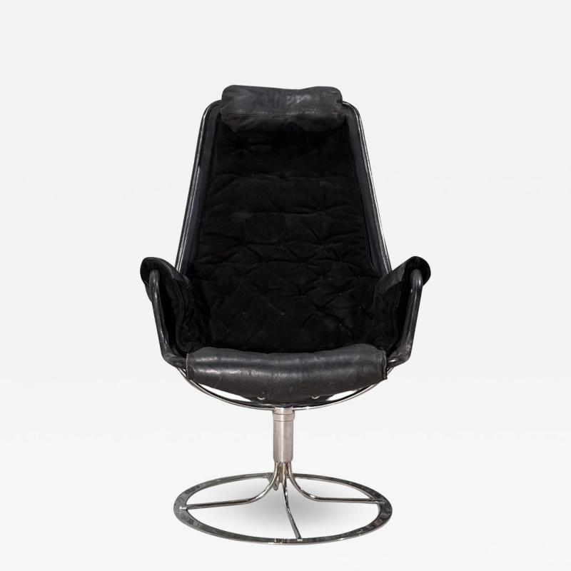 Bruno Mathsson Suede and Leather Jetson Swivel Chair Dux Sweden 1969