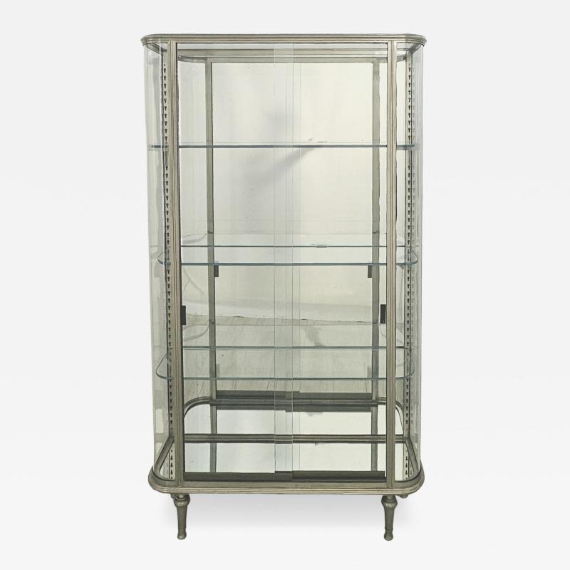 Brushed Steel Mirrored French Display Case Vitrine circa 1920
