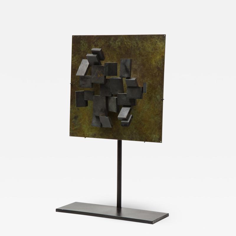 Brutalist Bronze Piece on Stand 20th Century