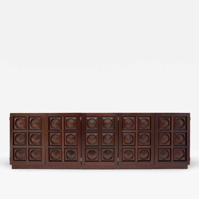 Brutalist Mahogany Credenza