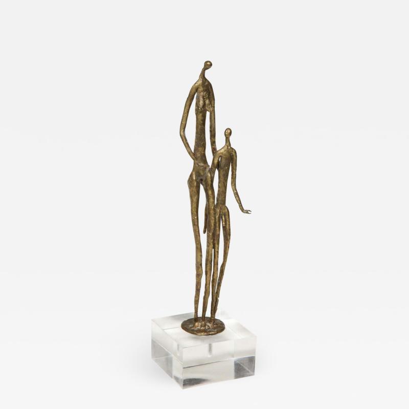 Brutalist Metal Figurative Couple Sculpture