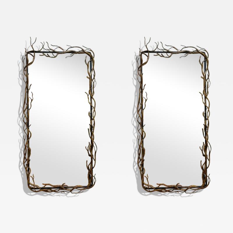 Brutalist Modern Metal Gilt Iron Monumental Wall Mirrors 21st C 