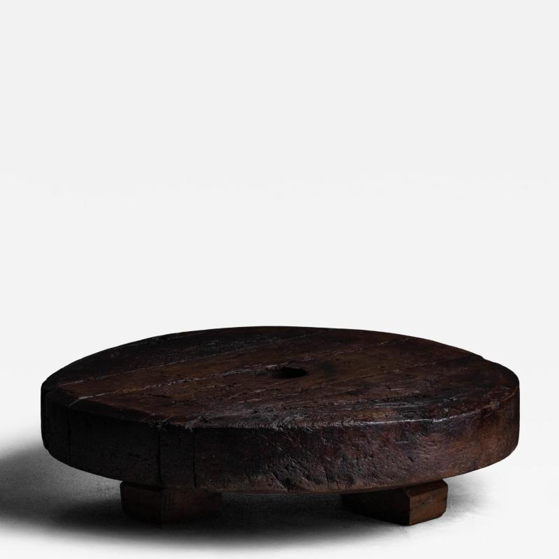 Brutalist Primitive Round Coffee Table France 19th Century