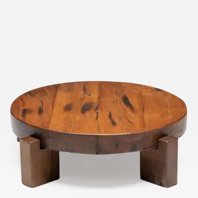 Brutalist Round Coffee Table France 1950s