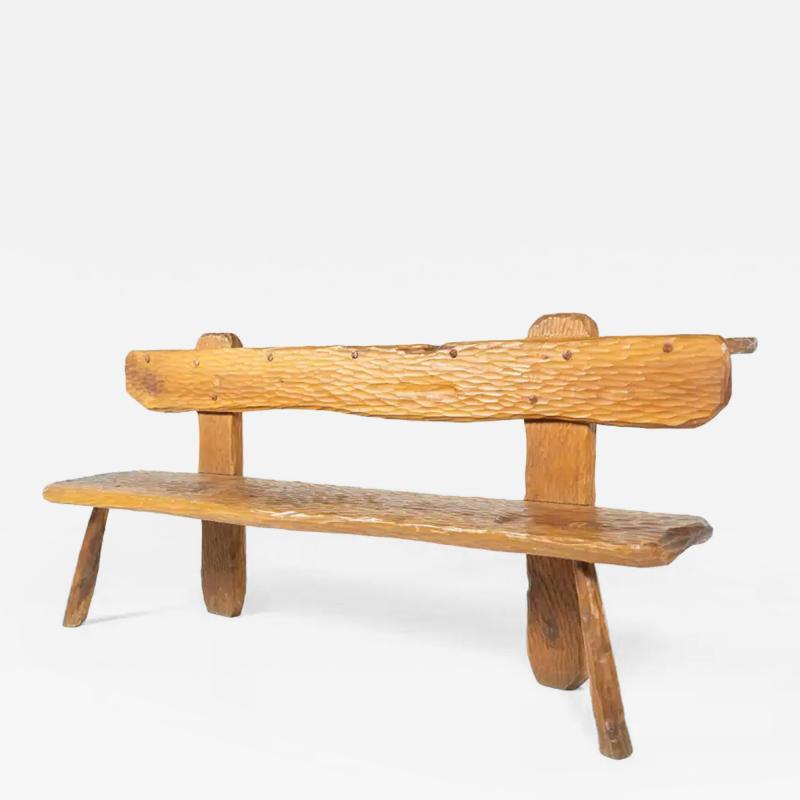 Brutalist Wooden Bench Italy 1970s