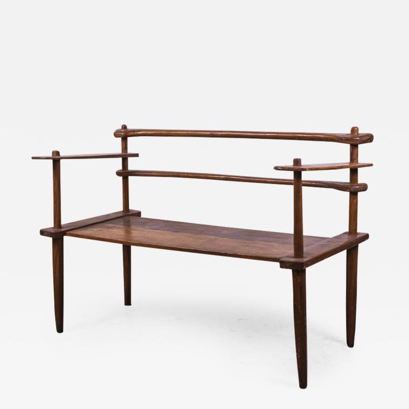 Brutalist rarest mahogany 2 seat settee bench