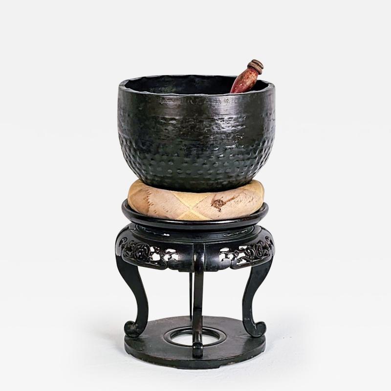 Buddhist Temple Prayer Bowl on Stand 19th century