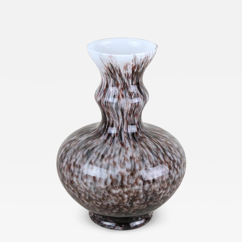 Bulbous Murano Glass Vase With Brown Grey Black Tones Italy circa 1970
