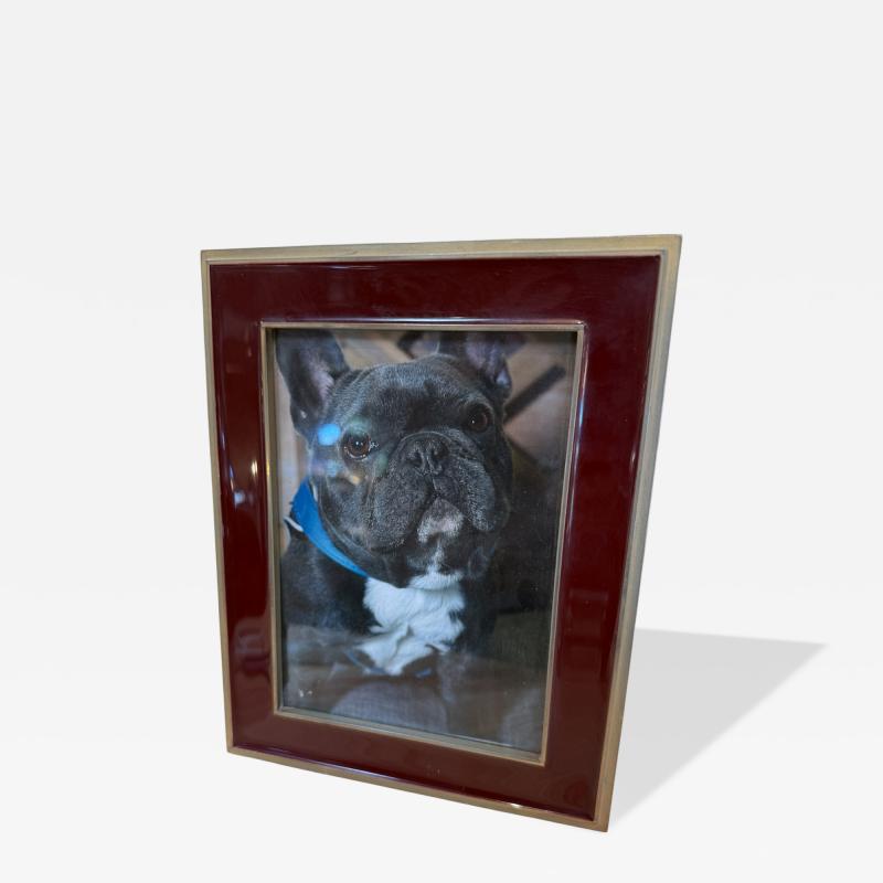 Burgundy and Brass Tabletop Picture Frame