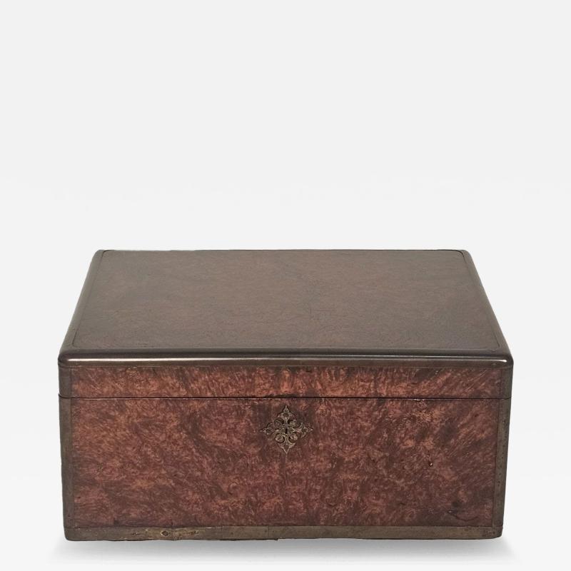 Burl Walnut Dressing Box Victorian England circa 1870
