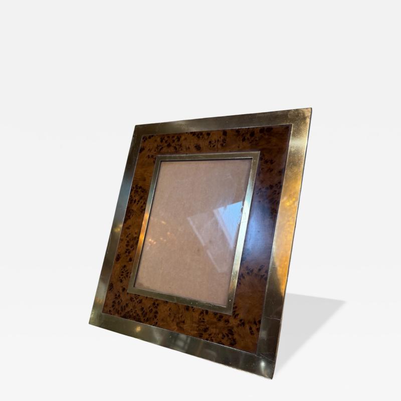 Burl Wood and Brass Picture Frame