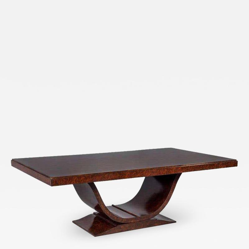 Burled Walnut Art Deco Inspired Lauder Alcott Dining Table