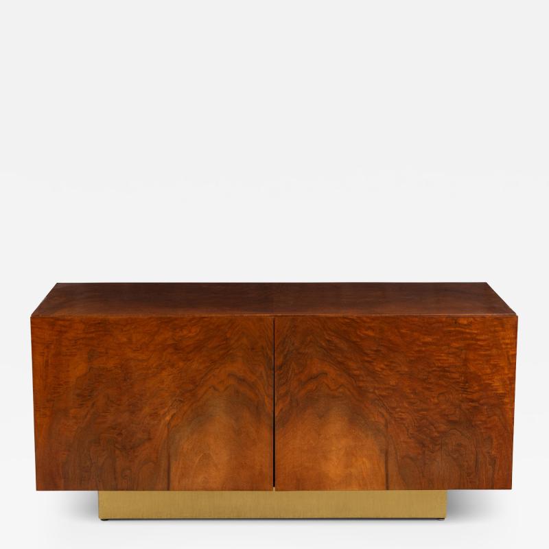 Burlwood Brass Petite Mid Century Style Cabinet