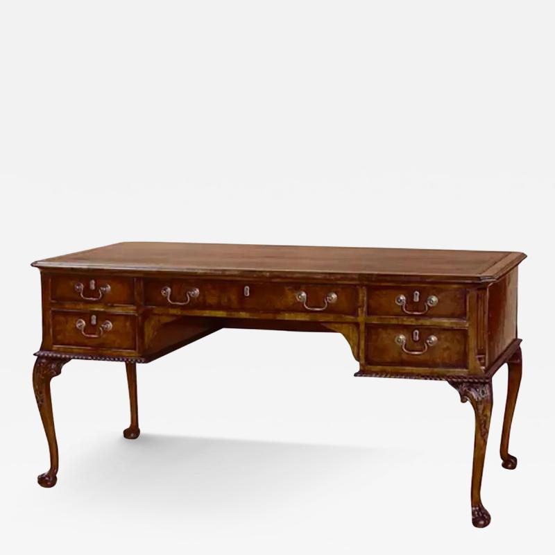 Burton Ching George III Style Burl Walnut Writing Desk