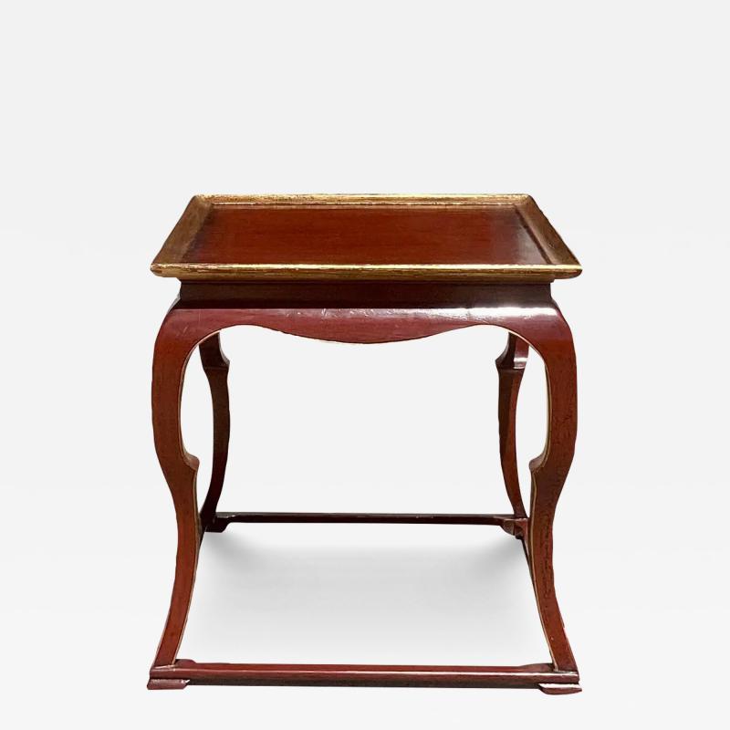 Burton Ching Ming Style Red Chinoiserie Side Table