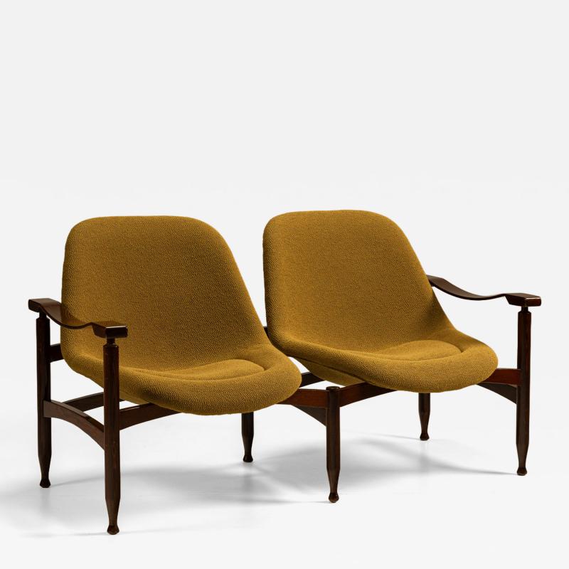 Busnelli Rare Tiki Bench Produced by Busnelli Newly Upholstered Italy 1960s