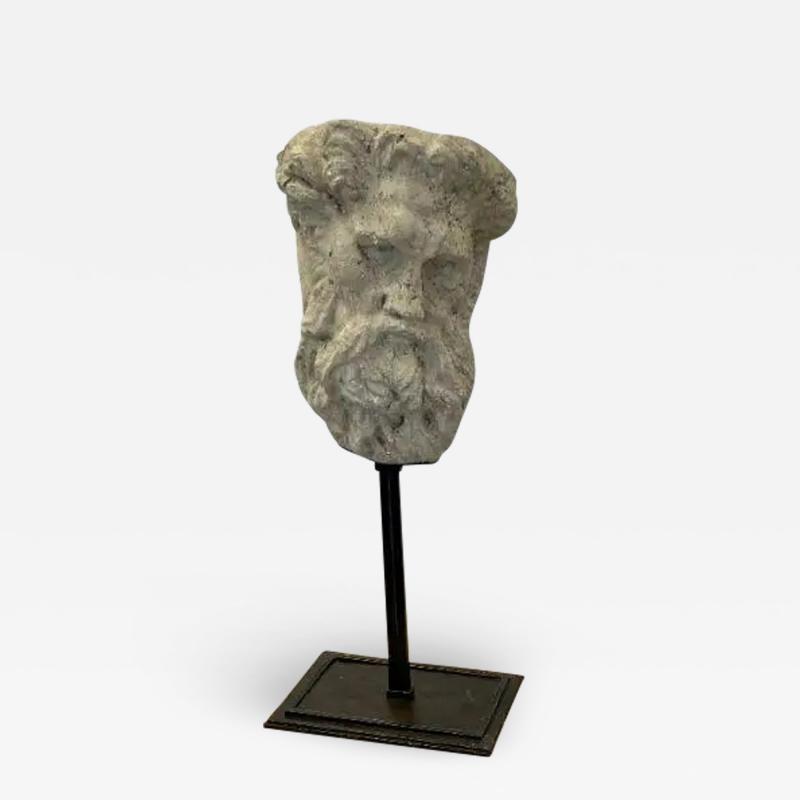 Bust of Roman or Greek Man Venetian Style Metal Stand Sculpture 20th C 