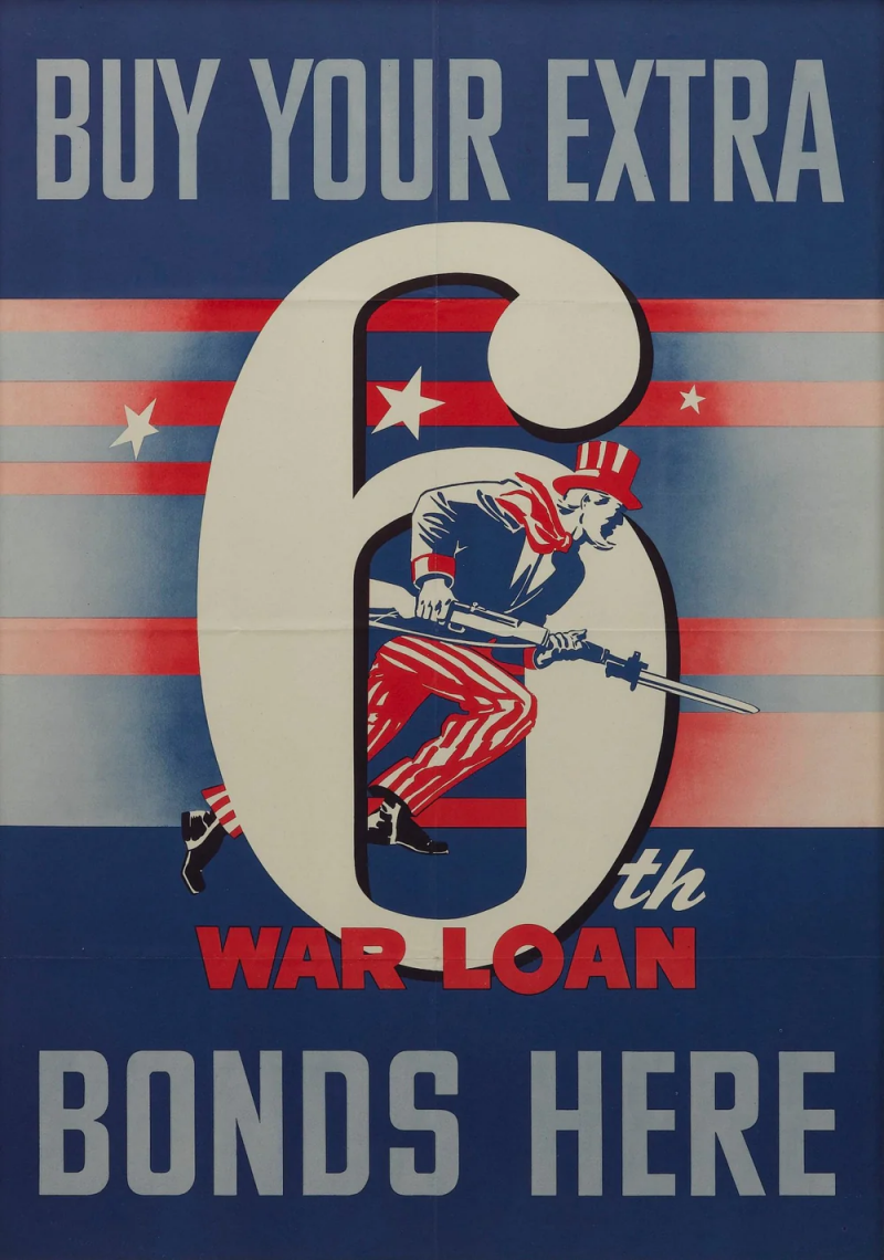 Buy Your Extra 6th War Loan Bonds Here Vintage WWII Poster 1944