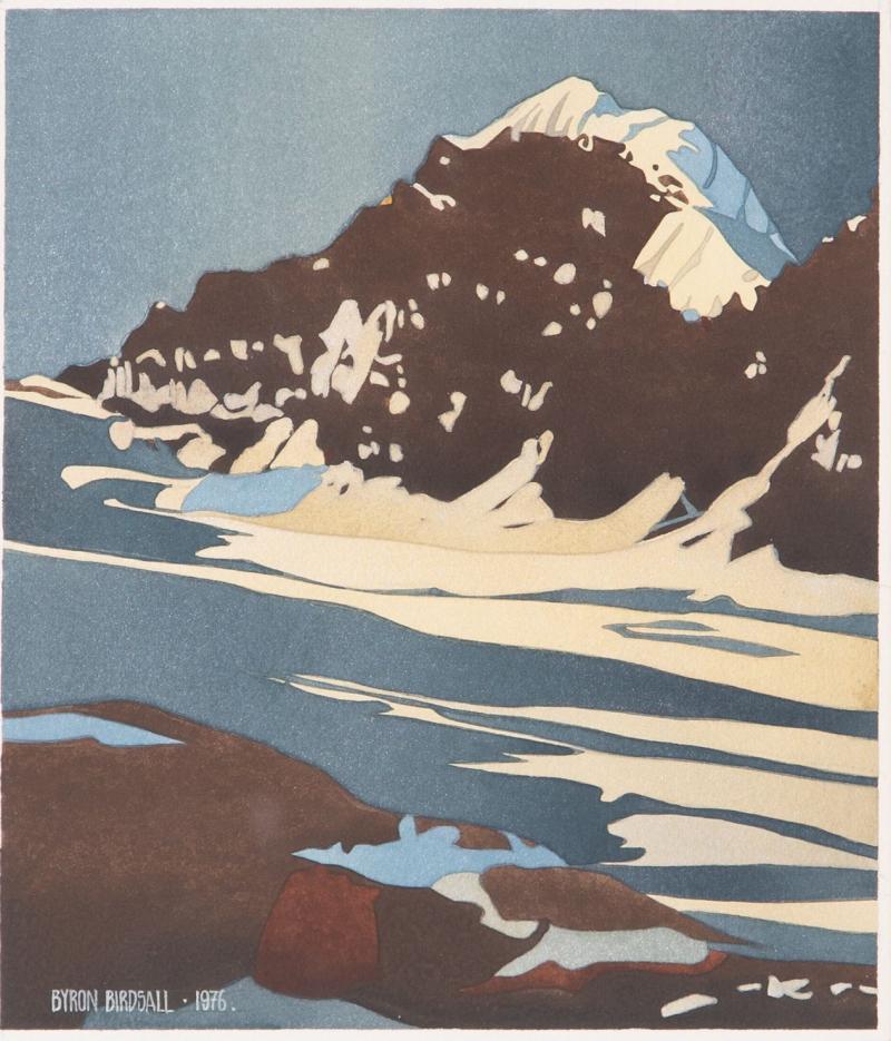 Byron Birdsall Watercolor Snow Landscape Painting Titled Blue Slope 1976