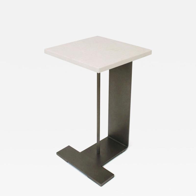 C Form Steel Marble Drinks Table