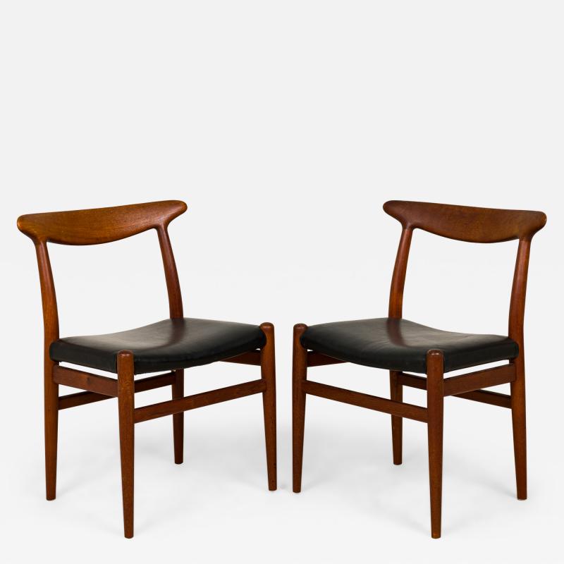 C M Madsens Set of 5 Hans Wegner for C M Madsen Danish Teak and Black Dining Side Chairs