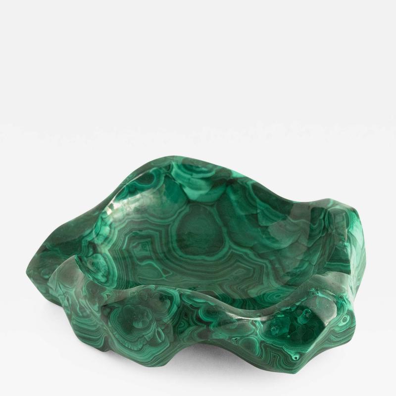 CARVE STONE BOWL MADE FROM A SINGLE PIECE OF MALACHITE 