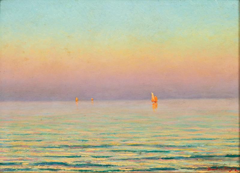 CHARLES ADELIN MOREL DE TANGUY Sailing at Sunset Adelin Morel de Tanguy