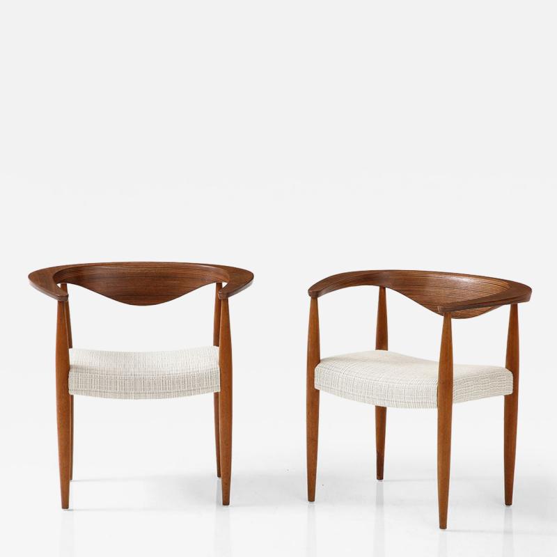 CHARLES VANDENHOVE Pair of WALNUT armchair by Charles Vandenhove