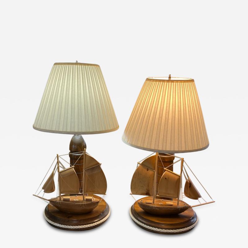 CHARMING WOOD SAILBOAT AND LIGHTHOUSE LAMPS