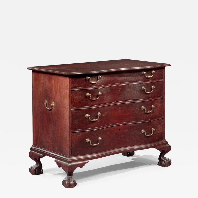 CHIPPENDALE BALL AND CLAW FOOT OXBOW CHEST OF DRAWERS