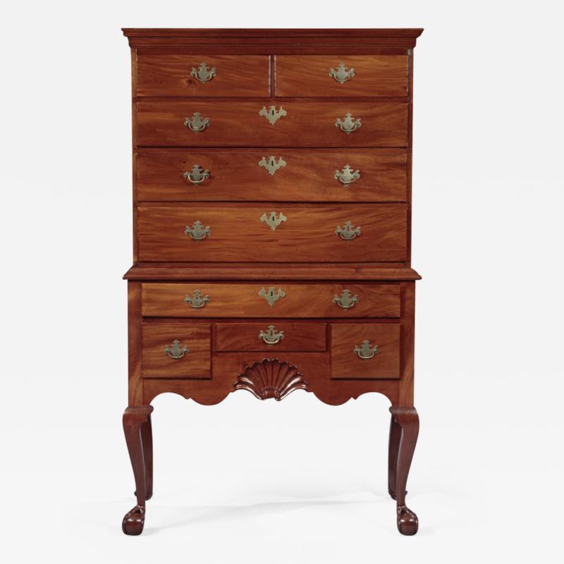 CHIPPENDALE CARVED FLAT TOP HIGHBOY