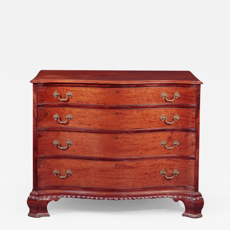 CHIPPENDALE CARVED SERPENTINE FRONT CHEST OF DRAWERS