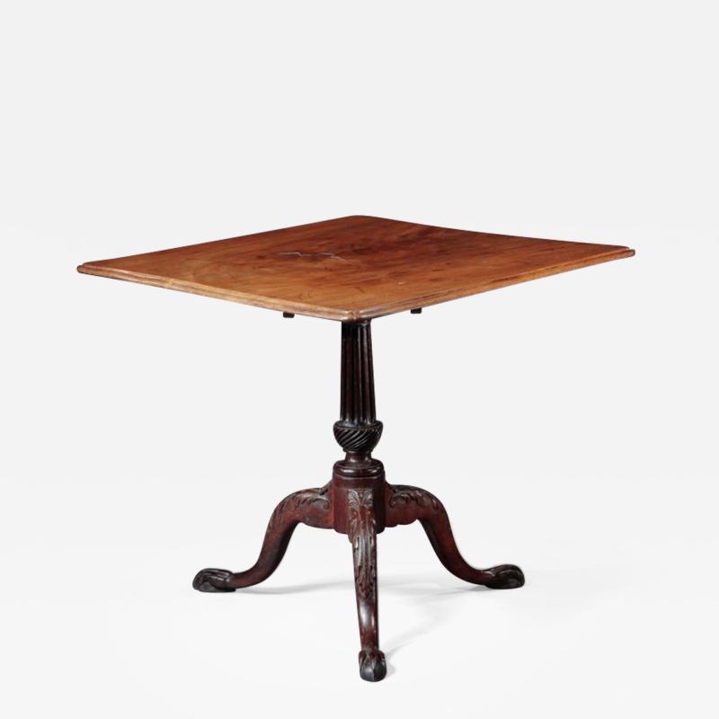 CHIPPENDALE TILT TOP TEA TABLE WITH A SQUARE MOLDED TOP