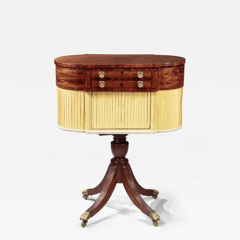 CLASSICAL INLAID MAHOGANY ASTRAGAL END WORK TABLE