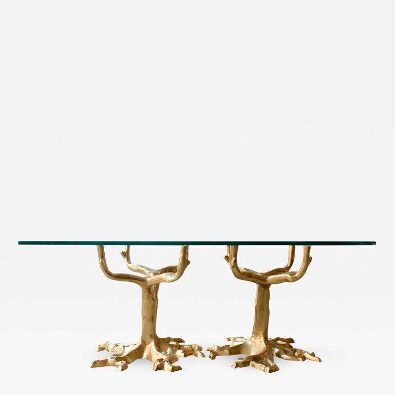 COFFEE TABLE WITH BRONZE TREE FORMS