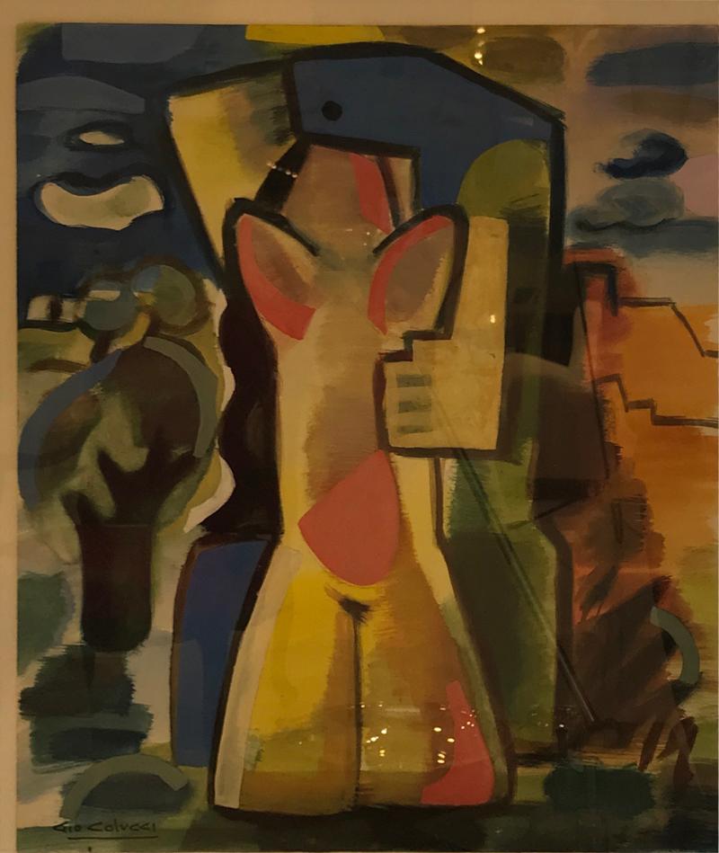 COLORFUL ABSTRACT GOUACHE LOVERS IN LANDSCAPE BY GIO COLUCCI