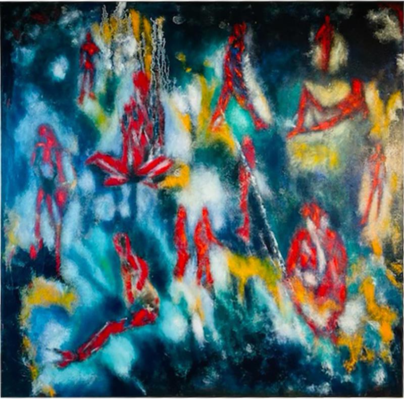 COLORFUL SIGNED ABSTRACT MODERN PAINTING