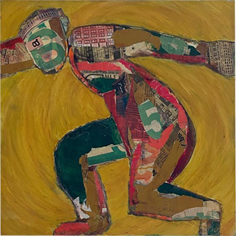 COOL RUNNING MAN MIXED MEDIA PAINTING