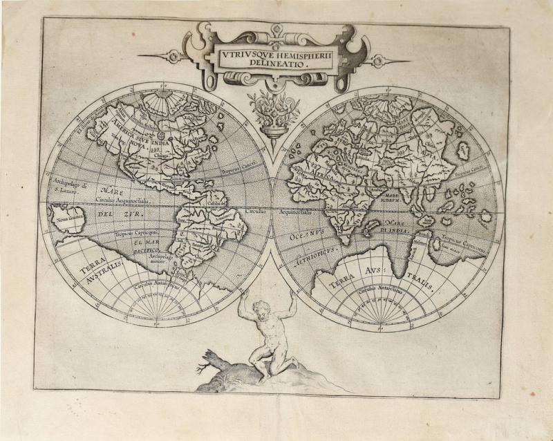 CORNELIS VAN WYTFLIET CORNELIS VAN WYTFLIET 1555 1597 UTRIUSQUE HEMISPHERII DELINEATIO