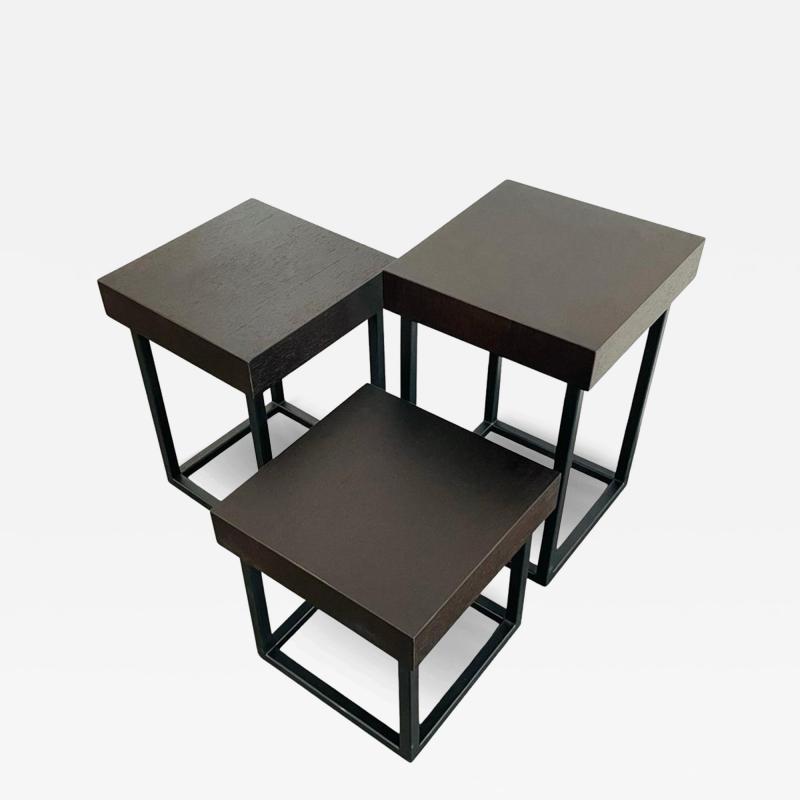 Cain Modern 3 Iron Oak Side Tables Made in the USA by Cain Studio