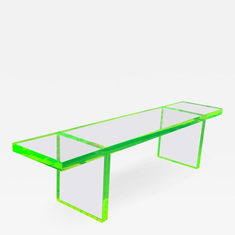 Cain Modern Custom Lime Green Lucite Bench by Cain Modern