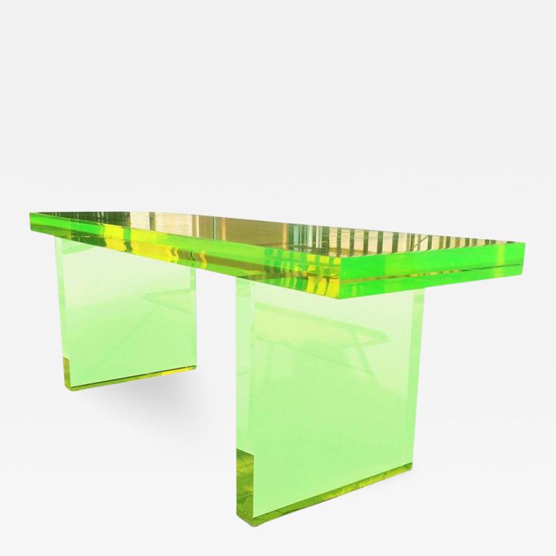 Cain Modern Lime Green Lucite Bench by Cain Modern Frame