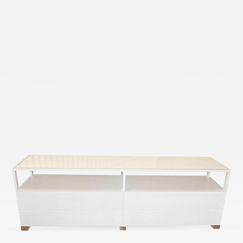 Cain Originals Modern White Oak and Lucite Dresser with Milk Glass