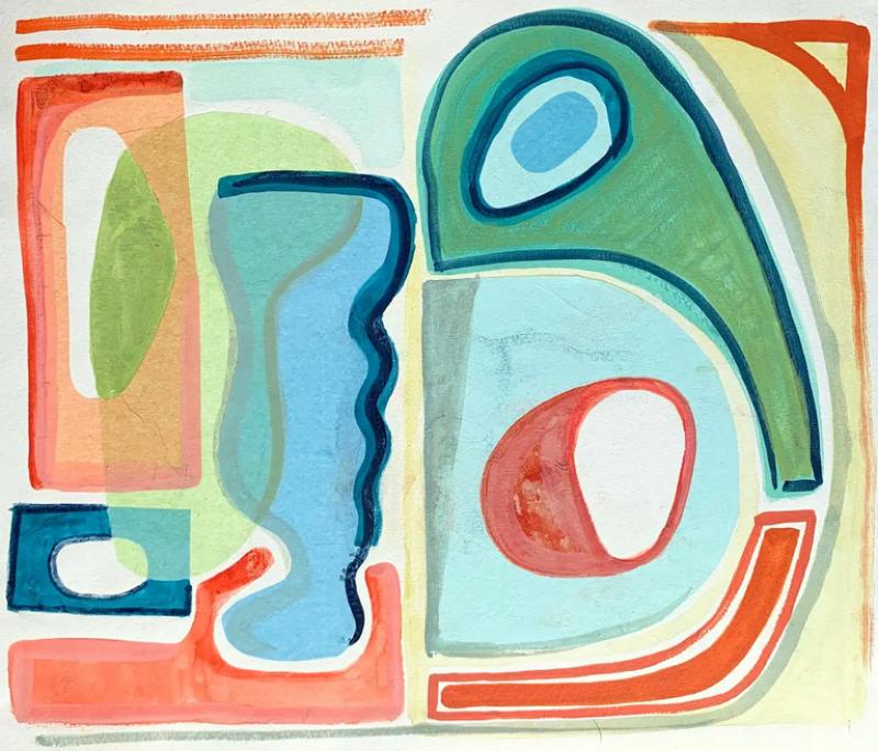 Caitlin Zerra Rose Caitlin Zerra Rose Cerulean and Coral Gouache on Paper 2021