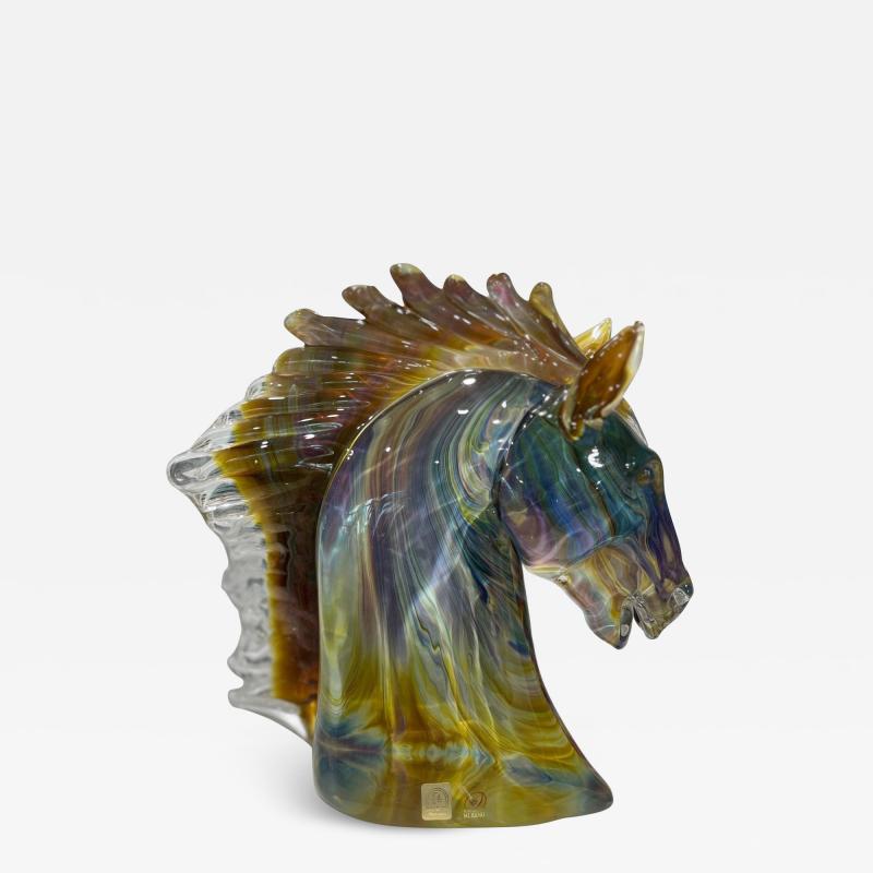 Calcedonia Murano Glass Horse Head by Zanetti